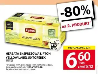 Selgros Herbata Ekspresowa Lipton Yellow Label 50 Torebek oferta