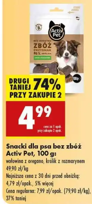 Biedronka Snacki dla psa bez zbóż Activ Pet, 100 g oferta