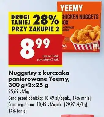 Biedronka Nuggetsy z kurczaka panierowane Yeemy, 300 g+2x25 g oferta