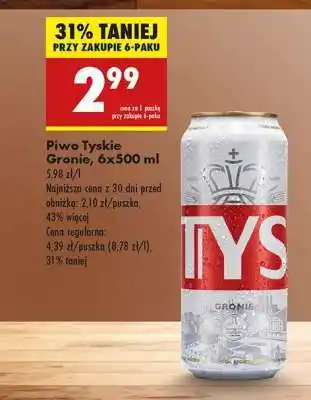Biedronka Piwo Tyskie Gronie 6x500 ml oferta