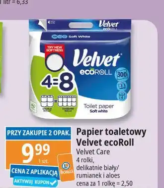 E.Leclerc Papier toaletowy delikatnie biały Velvet Eco Roll oferta