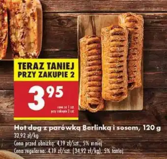 Biedronka Hot dog z parówką Berlinką i sosem , 120 g oferta