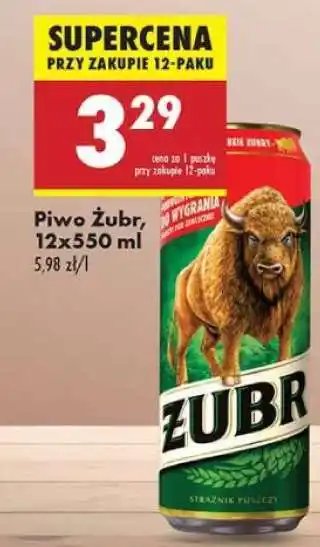 Biedronka Piwo Żubr 12x550 ml oferta