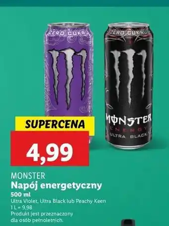 Lidl Napój ultra black cherry Monster Energy oferta