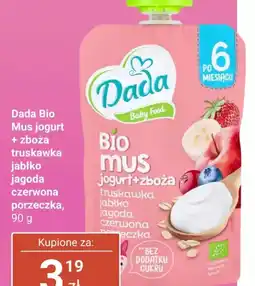 Biedronka Dada Bio Mus jogurt + zboża truskawka jabłko jagoda czerwona porzeczka oferta