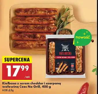 Biedronka Kiełbasa z serem cheddar i szarpaną wołowiną Czas na grill oferta