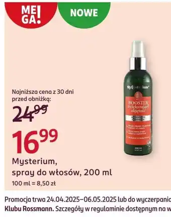 Rossmann Spray do włosów Mysterium oferta
