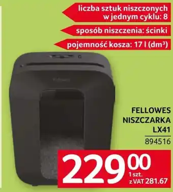 Selgros Niszczarka Fellowes oferta