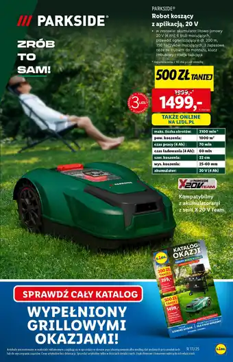Lidl Parkside robot koszący z aplikacją, 20 V oferta