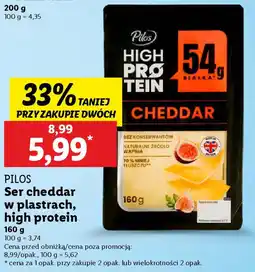 Lidl PILOS Ser cheddar w plastrach, high protein oferta