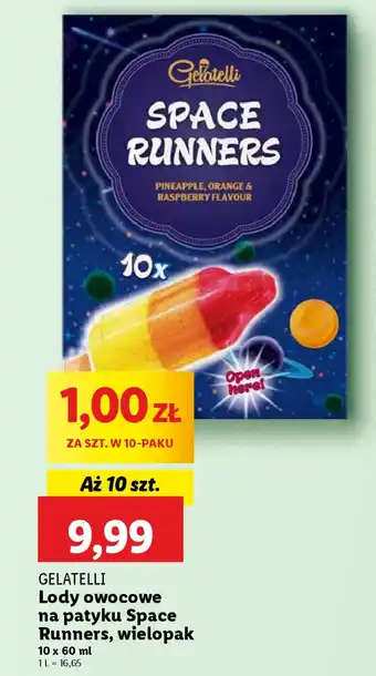 Lidl Gelatelli lody owocowe na patyku space runners oferta