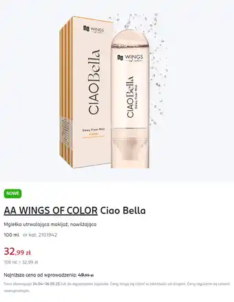 Rossmann AA WINGS OF COLOR Ciao Bella Mgiełka utrwalająca makijaż oferta