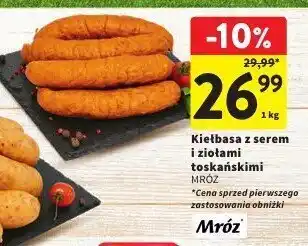 Intermarche Kiełbasa z serem i ziołami toskańskimi 1kg Mróz oferta