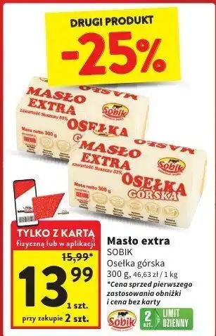 Intermarche Masło extra Sobik osełka górska 300g oferta