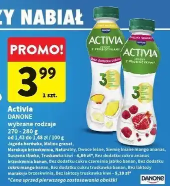 Intermarche Jogurt Activia Danone Jagoda borówka 270g oferta