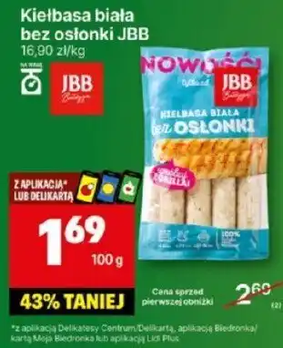 Delikatesy Centrum Kiełbasa biała bez osłonki 100g JBB oferta
