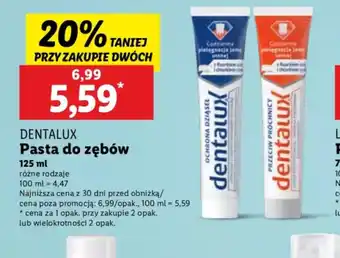 Lidl Pasta do zębów Dentalux oferta