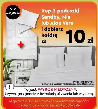 Biedronka Kup 2 poduszki Sandby, Mia lub Aloe Vera i dobierz kołdrę oferta