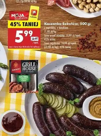 Biedronka Kaszanka z boczkiem i cebulką Sokołów Grill House oferta