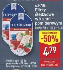 ALDI Filety śledziowe w kremie pomidorowym Almare oferta