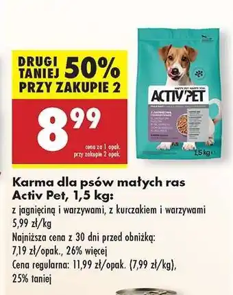 Biedronka Karma dla psów małych ras Activ Pet, 1,5 kg oferta