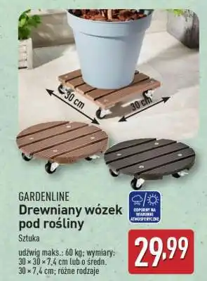 ALDI GARDENLINE Drewniany wózek pod rośliny oferta