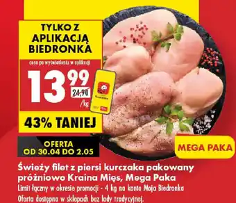 Biedronka Świeży filet z piersi kurczaka pakowant próżniowo Kraina Mięs oferta