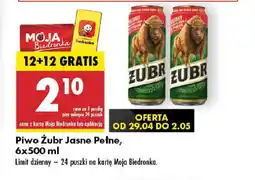 Biedronka Piwo Żubr Jasne Pełne oferta