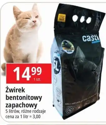 E.Leclerc Żwirek dla kota bentonitowy morski Casti oferta