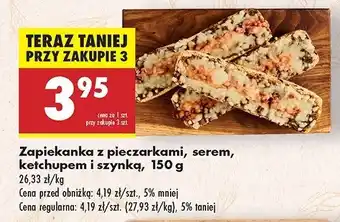 Biedronka Zapiekanka z pieczarkami serem ketchupem i szynką oferta