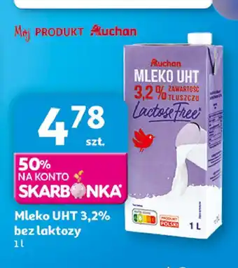 Auchan Mleko 3.2% bez laktozy Auchan różnorodne (logo czerwone) oferta