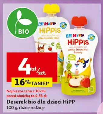 Auchan Mus jabłka-truskawki-banany Hipp bio oferta