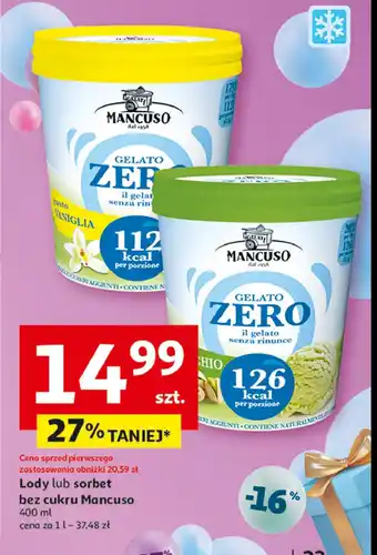Auchan Lody bez cukru pistacjowe Mancuso gelati oferta