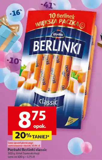 Auchan Parówki classic Morliny berlinki oferta