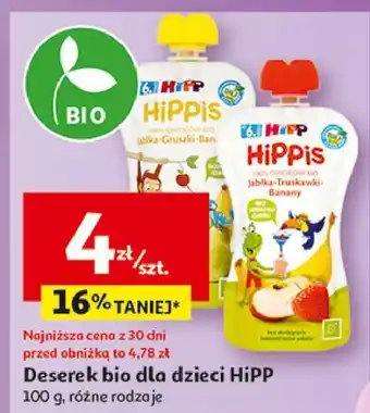Auchan Mus porzeczka jabłko gruszka banan Hipp oferta