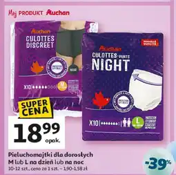 Auchan Pieluchomajtki dla dorosłych rozm. m na noc Auchan oferta