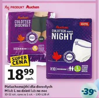 Auchan Pieluchomajtki dla dorosłych rozm. m na noc Auchan oferta