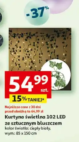 Auchan Kurtyna świetlna 102 led ze sztucznym bluszczem 85 x 150 cm oferta