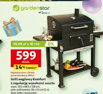 Auchan Grill węglowy komfort z regulacją wysokości rusztu 115 x 68.5 118 cm Garden Star oferta
