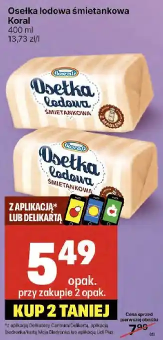 Delikatesy Centrum Osetka lodowa śmietankowa Koral 400ml oferta