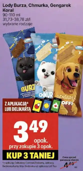 Delikatesy Centrum Lody Burza, Chmurka, Gengarek Koral 90-110ml oferta