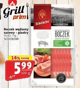Prim Market Boczek wędzony surowy plastry 100g Sokołów oferta