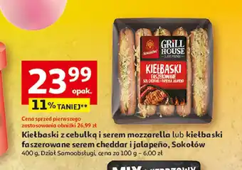 Auchan Kiełbaski faszerowane serem cheddar i jalapeno Sokołów grill house oferta