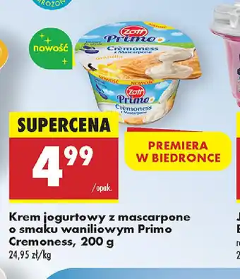 Biedronka Krem jogurtowy z mascarpone o smaku waniliowym Primo Cremoness oferta