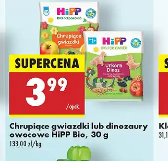 Biedronka Chrupiące gwiazdki lub dinozaury owocowe HiPP Bio oferta