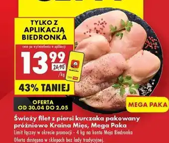 Biedronka Świeży filet z piersi kurczaka pakowany próżniowo Kraina Mięs , Mega Paka oferta
