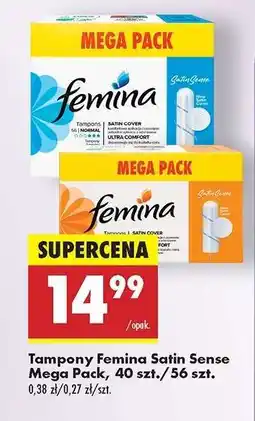 Biedronka Tampony Femina Satin Sense Mega Pack, 40 szt./56 szt oferta