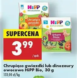 Biedronka Chrupiące gwiazdki lub dinozaury owocowe HiPP Bio, 30 g oferta