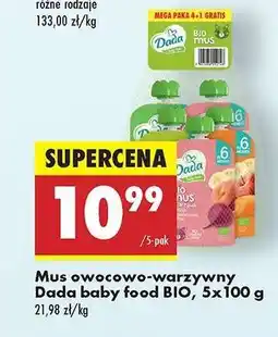 Biedronka Mus owocowo warzywny Dada baby food BIO , 5x100 g oferta