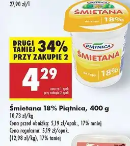 Biedronka Śmietana 18% Piątnica, 400 g oferta